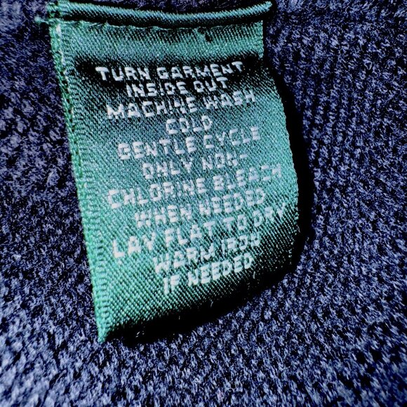 Lauren Ralph Lauren Shawl Collar Sweater Gold Toggle Pullover Black/NavyBlue XL - Picture 5 of 7